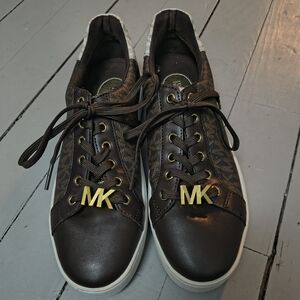 Michael Kors Women’s Brown Logo-Accent Leather Sneakers